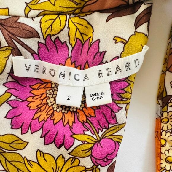 Veronica Beard Eleonora Skirt Size 4 Silk Kailani Garden Orange Floral Georgette - Picture 3 of 11